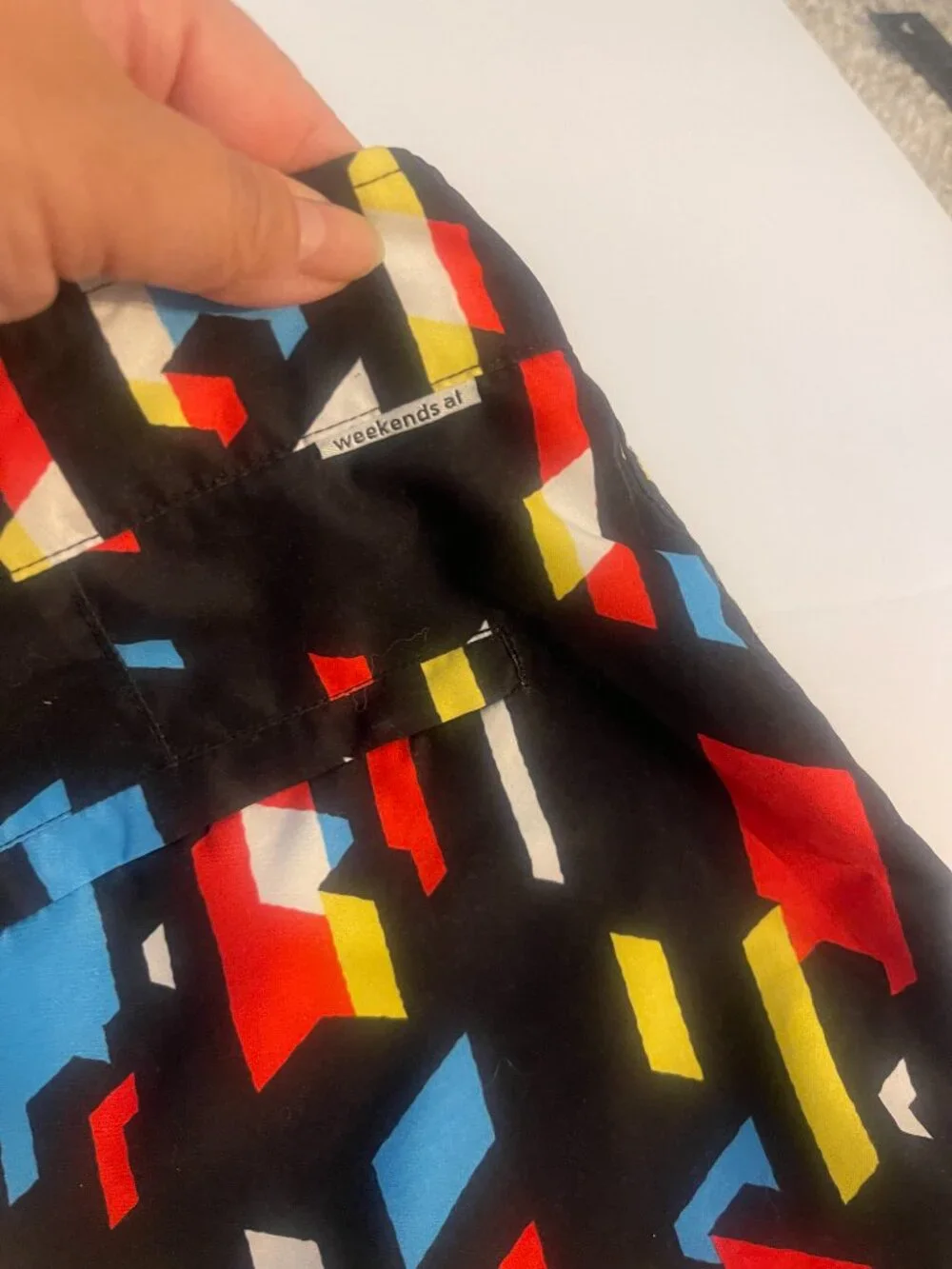 weekends at Geometric Print Swim Trunks Shorts Size Small